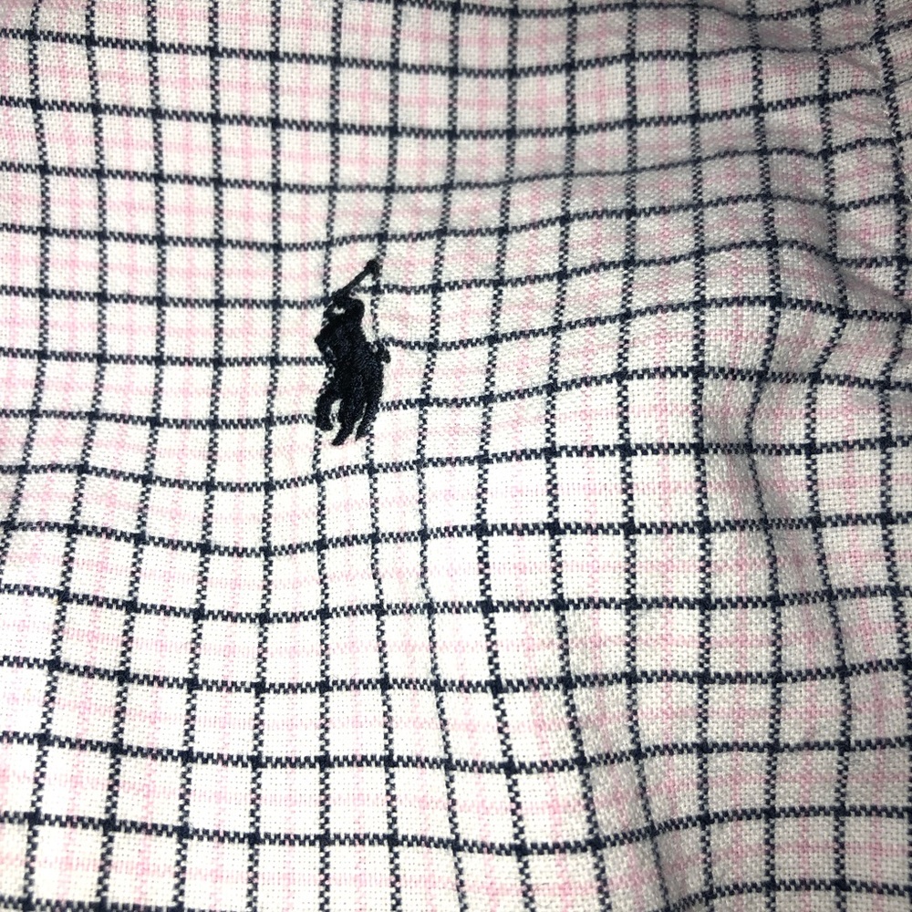 Polo blue and pink plaid long sleeve button down